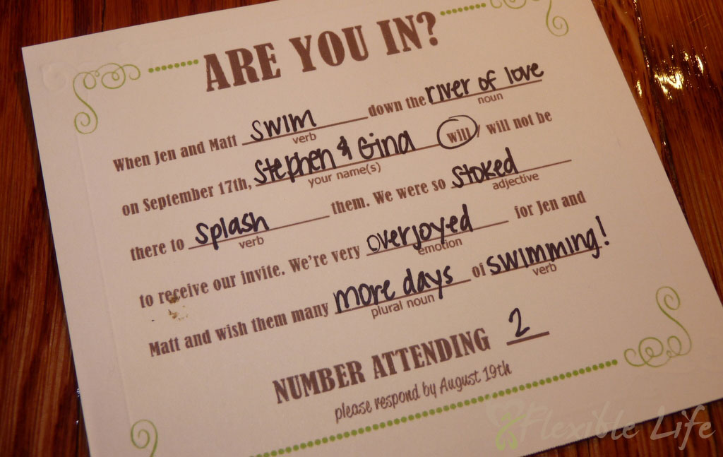 Our DIY Mad Libs Style Wedding RSVP Card