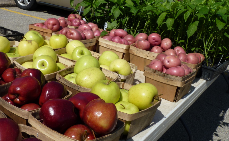 apples and potatoes are plentiful at the farmers market this time of year