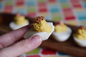 Caramelized Onion and Bacon Deviled Eggs